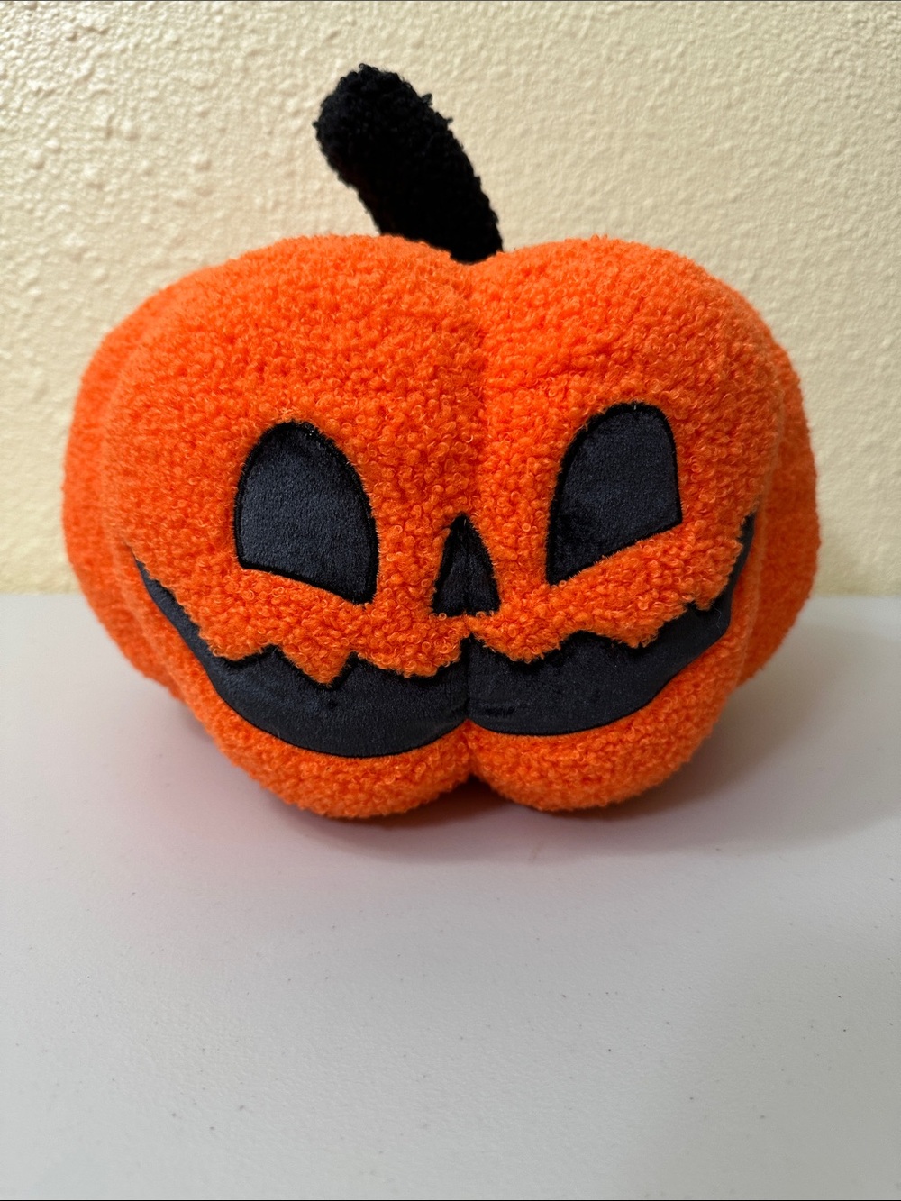 Plush Halloween Pumpkin Pillow in Bright Orange